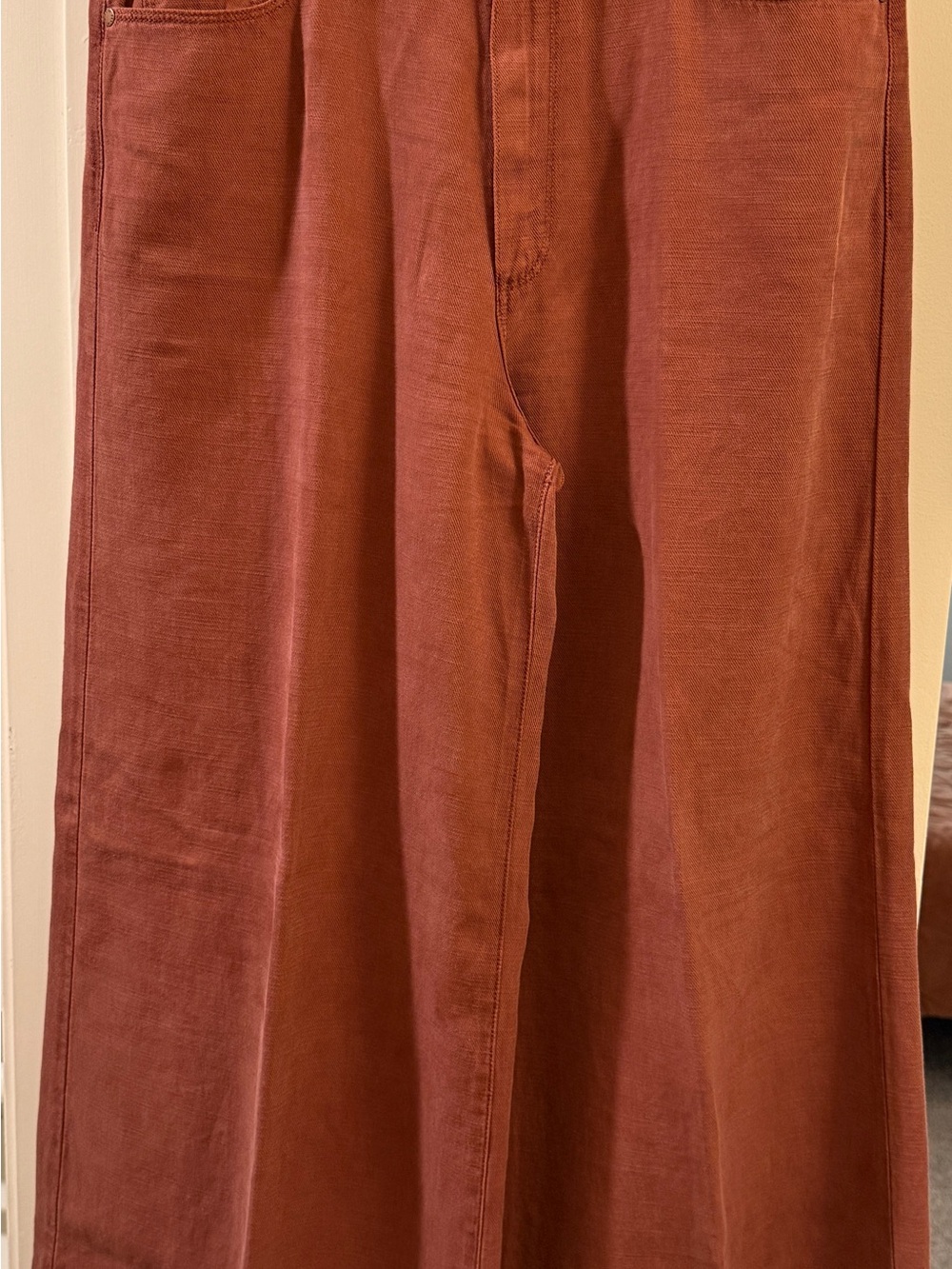 Paige Lennie Wide Leg Jeans - size 30, color Bricktone - Picture 3 of 10